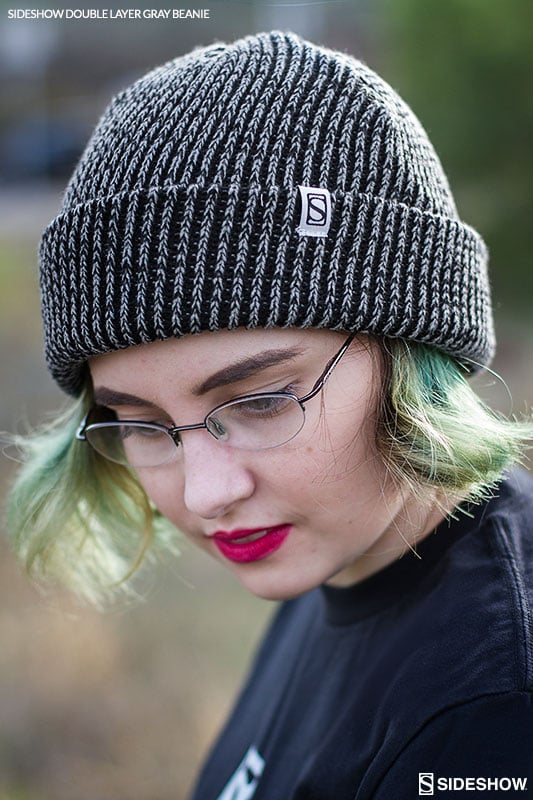 Sideshow Double Layer Knit Gray Beanie