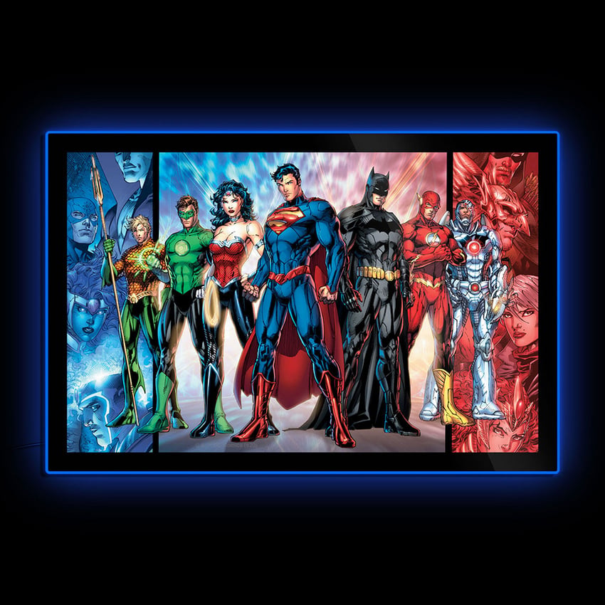 Justice League of America Comic Cover LED Poster Sign (Large)
