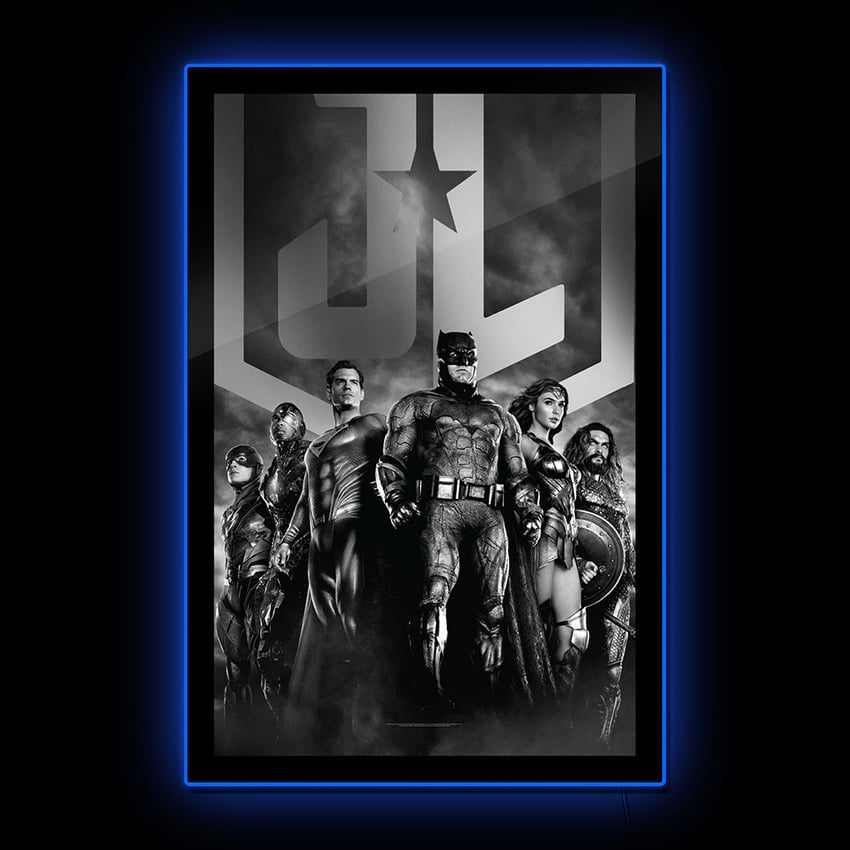 Zack SnyderÂ¡Â¯s Justice League B&W Group Scene LED Poster Sign (Large)
